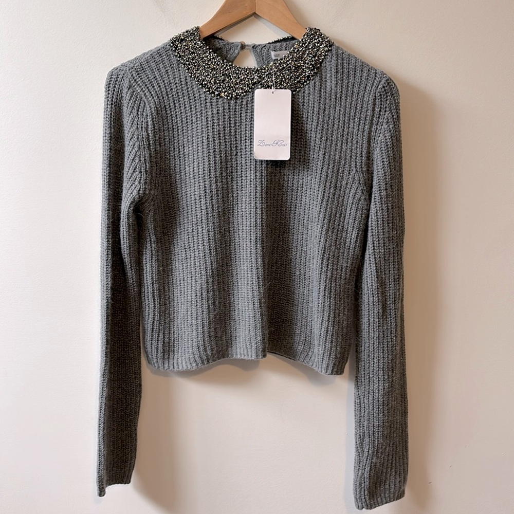Lara Knit Beaded Collar Sweater